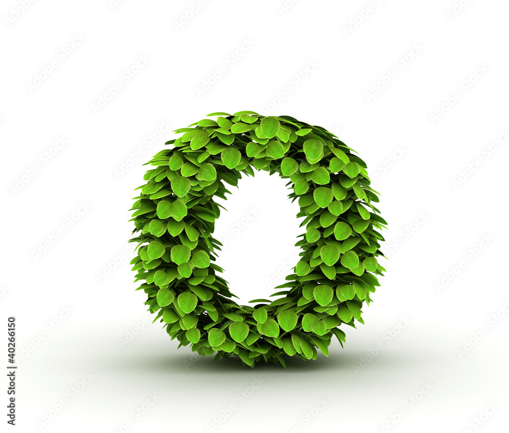 Letter o, alphabet of green leaves Letter o, alphabet of green leaves