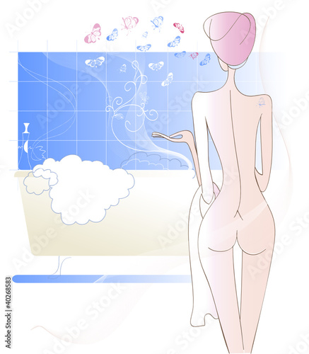 A naked girl after shower