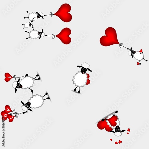 seamless pattern with cute sheep - vector