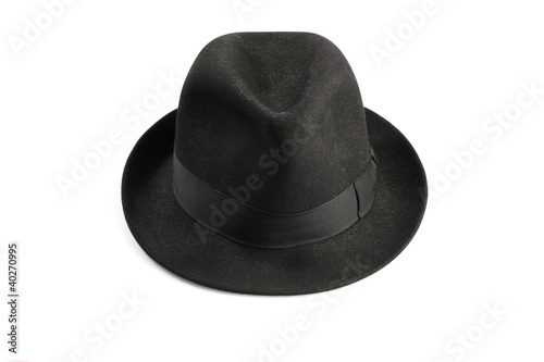 Fotografie a black fedora hat isolated on white