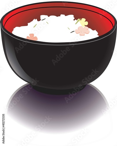 Black bowl with rice