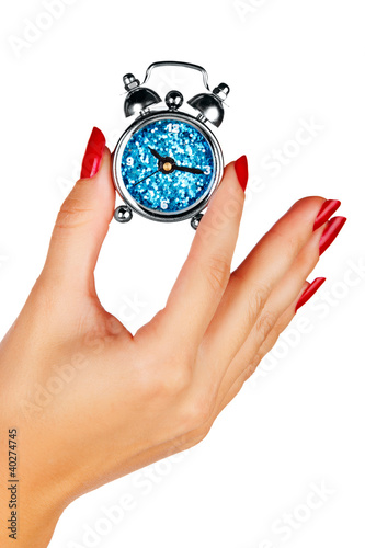 woman hand with a clock