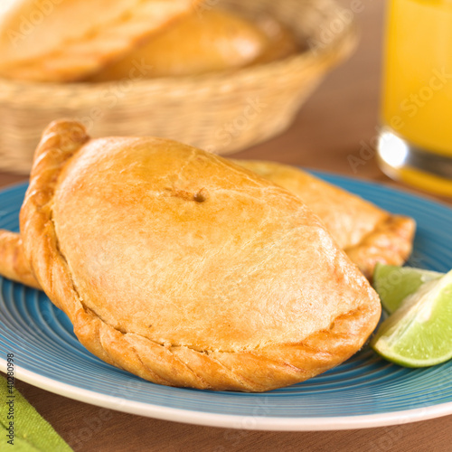 Peruvian snack called Empanada (pie) filled with meat