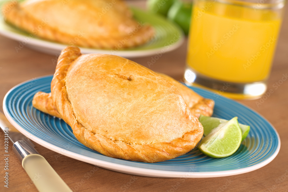 Peruvian snack called Empanada (pie) filled with meat