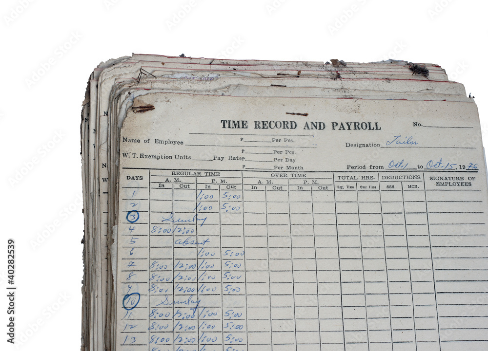 Naklejka premium Old Time Record and Payroll