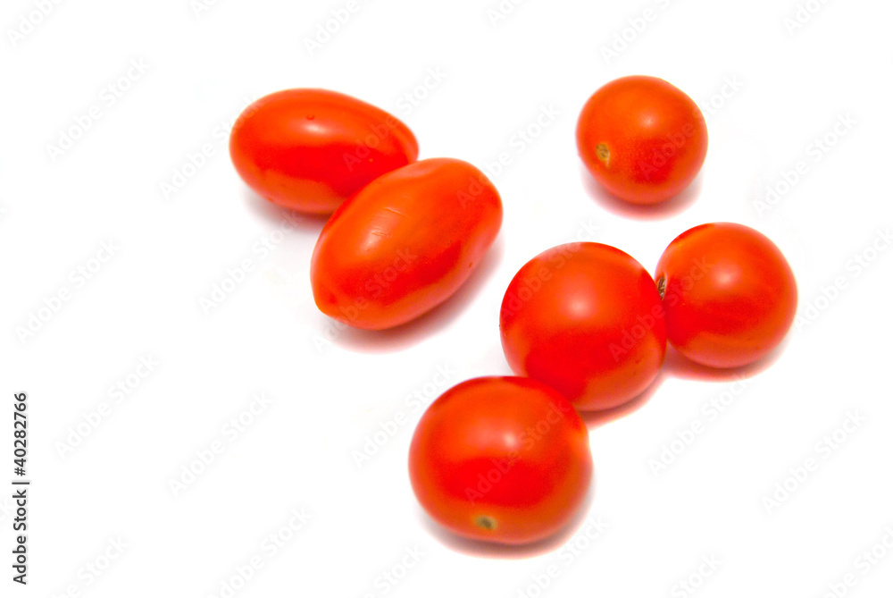fresh cherry tomatoes on white