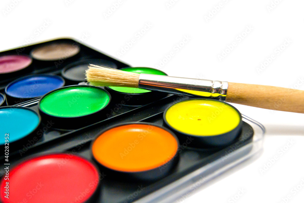 Watercolors and brush