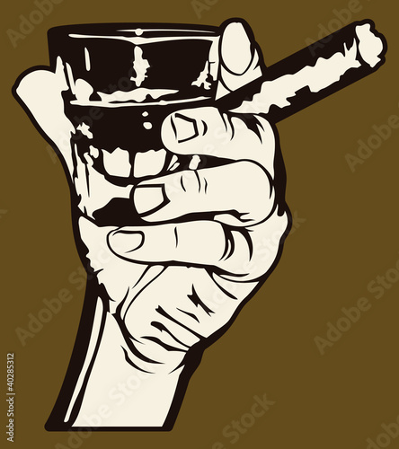 Holding a Cigar and Shotglass