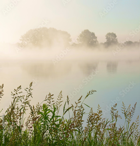 Beautiful misty morning at the river