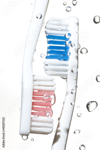 Toothbrushes and water drop