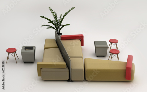 lounge area and a waiting area.Furniture isolated