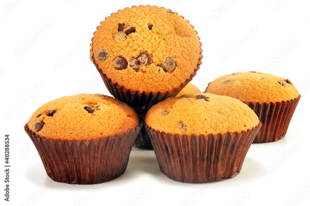 five fruitcakes with chocolate five fruitcakes with chocolate