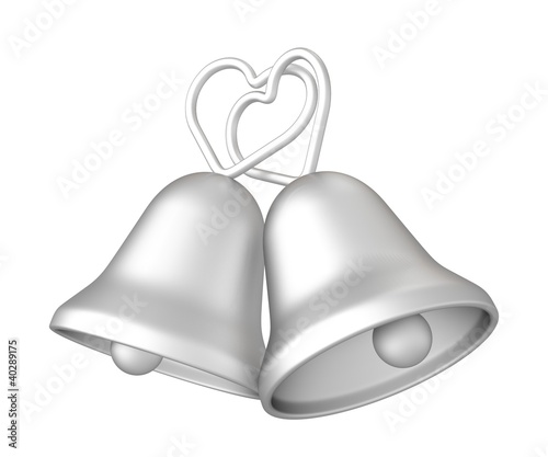 3d silver wedding bells