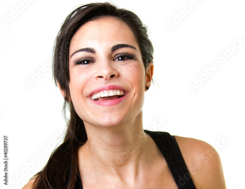 Fitness woman portrait isolated on white background.