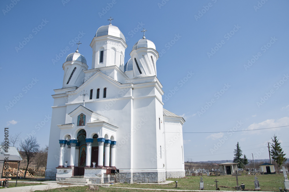 White orthodox church in Romania