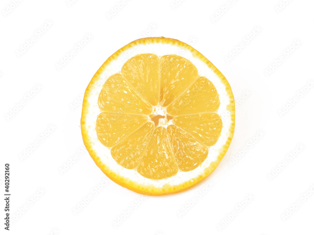 Slice of lemon isolated on white. Slice of lemon isolated on white.