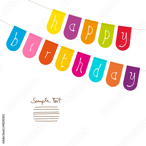 Birthday Card Festoons "Happy Birthday" Colour