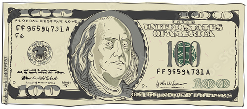 One hundred dollars. Vector illustration isolated