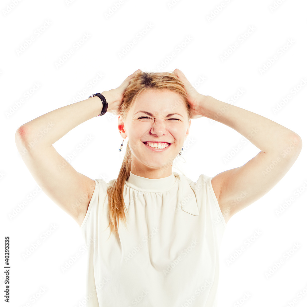 Stressed and freaking out woman Stressed and freaking out woman