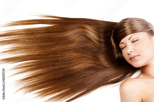 young woman with healthy long hair
