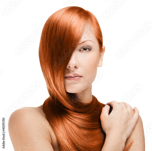 beautiful young woman with elegant long shiny hair
