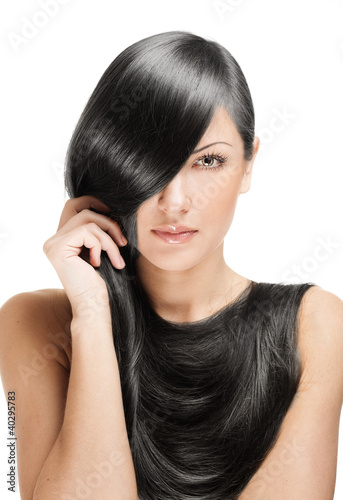 beautiful young woman with elegant long shiny hair