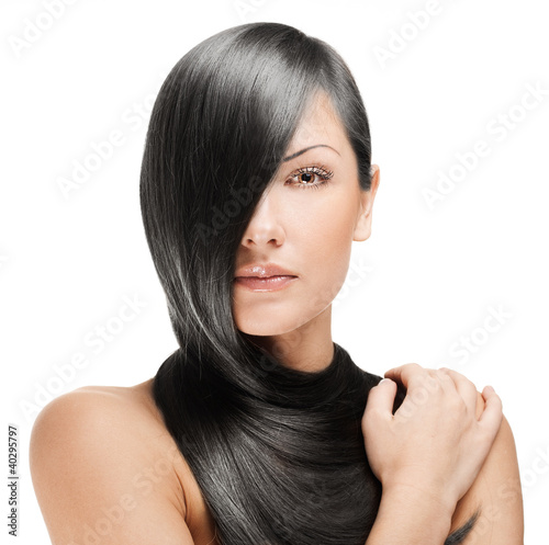 beautiful young woman with elegant long shiny hair
