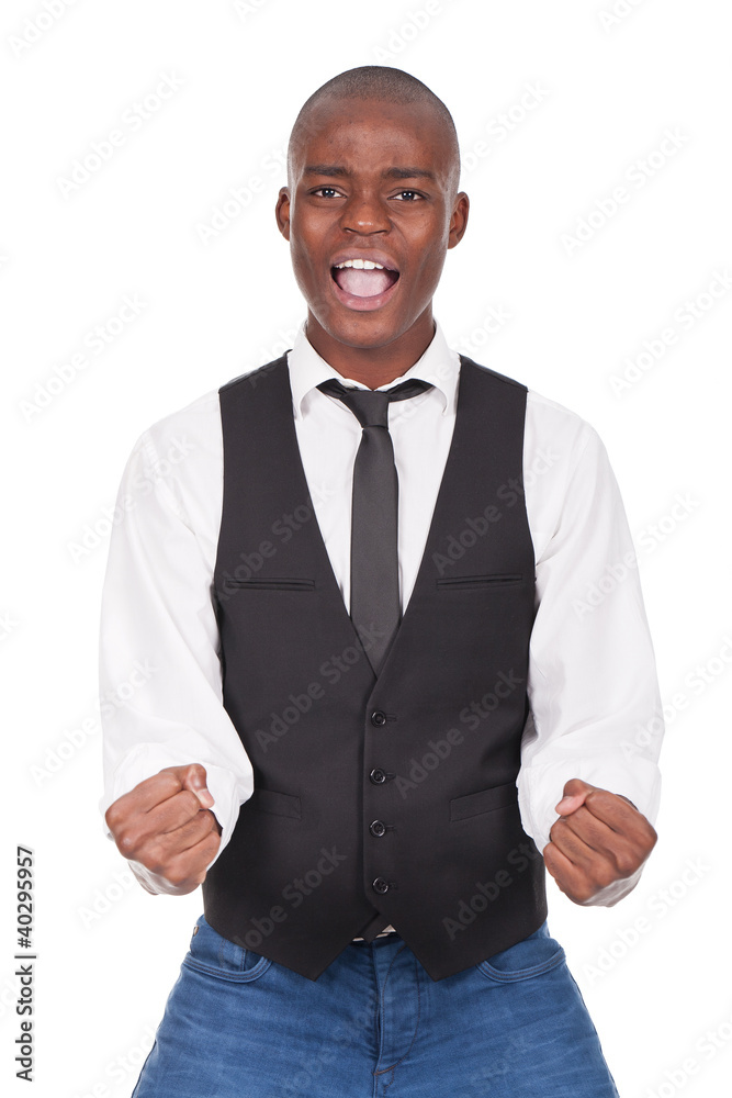 man celebrates by pumping fists man celebrates by pumping fists