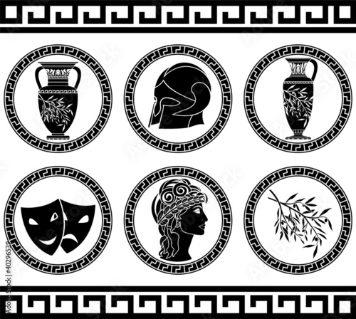 hellenic buttons. stencil. fourth variant