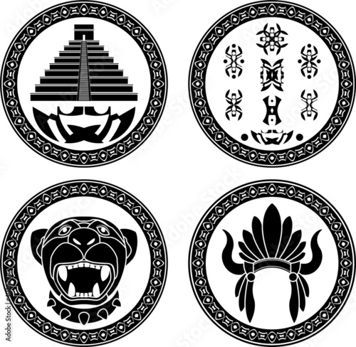 set of mayan signs. stencils