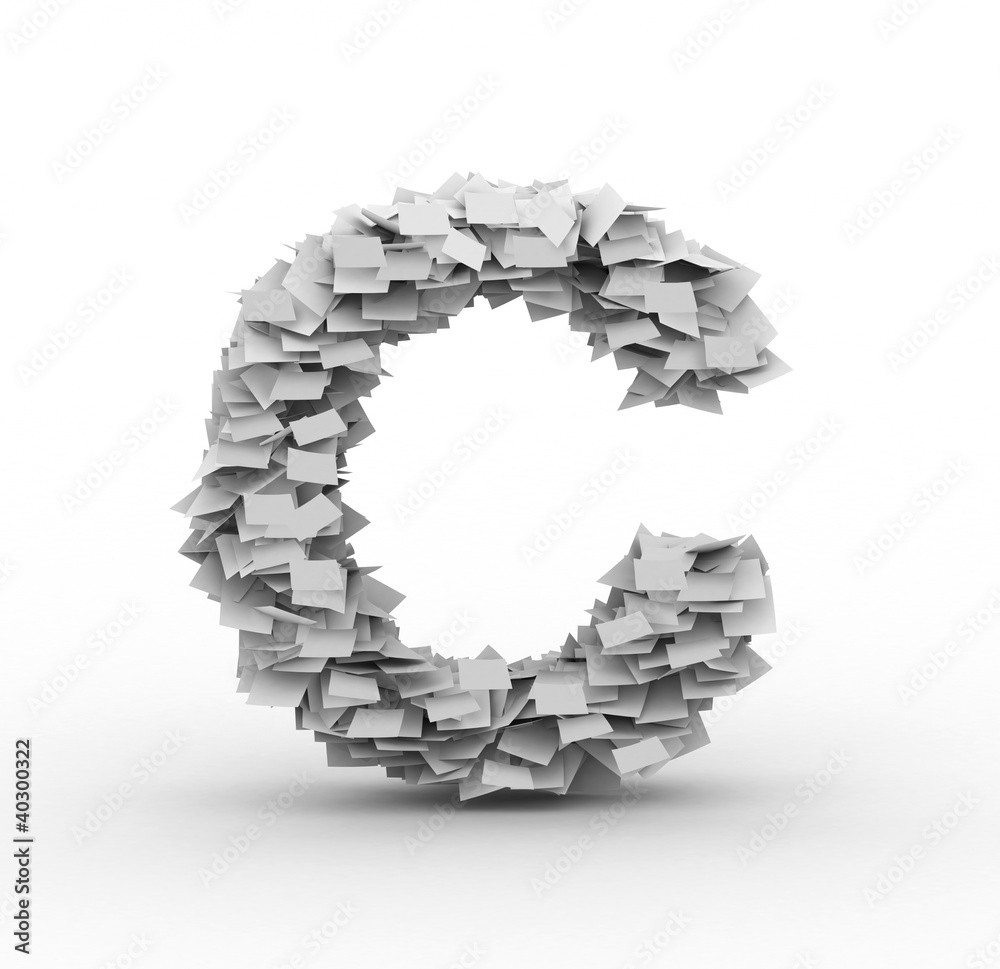Fototapeta premium Letter C, stacked from paper sheets