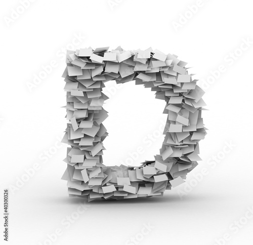 Letter D  stacked from paper sheets