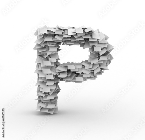 Letter P  stacked from paper sheets