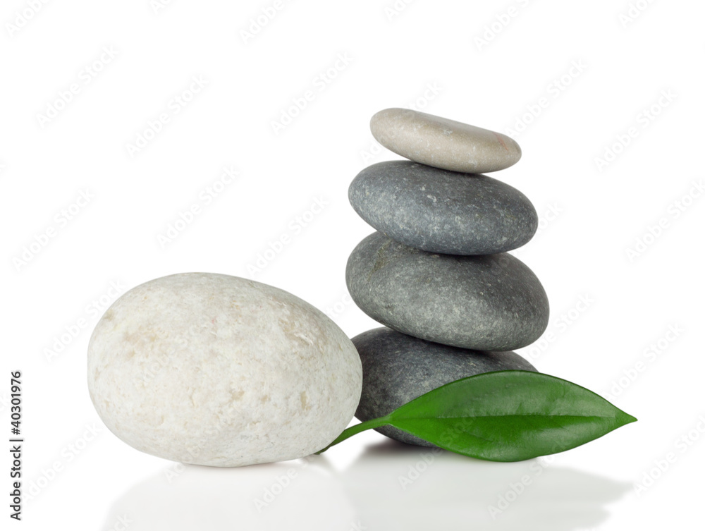 Fototapeta premium Sea stones with leaf