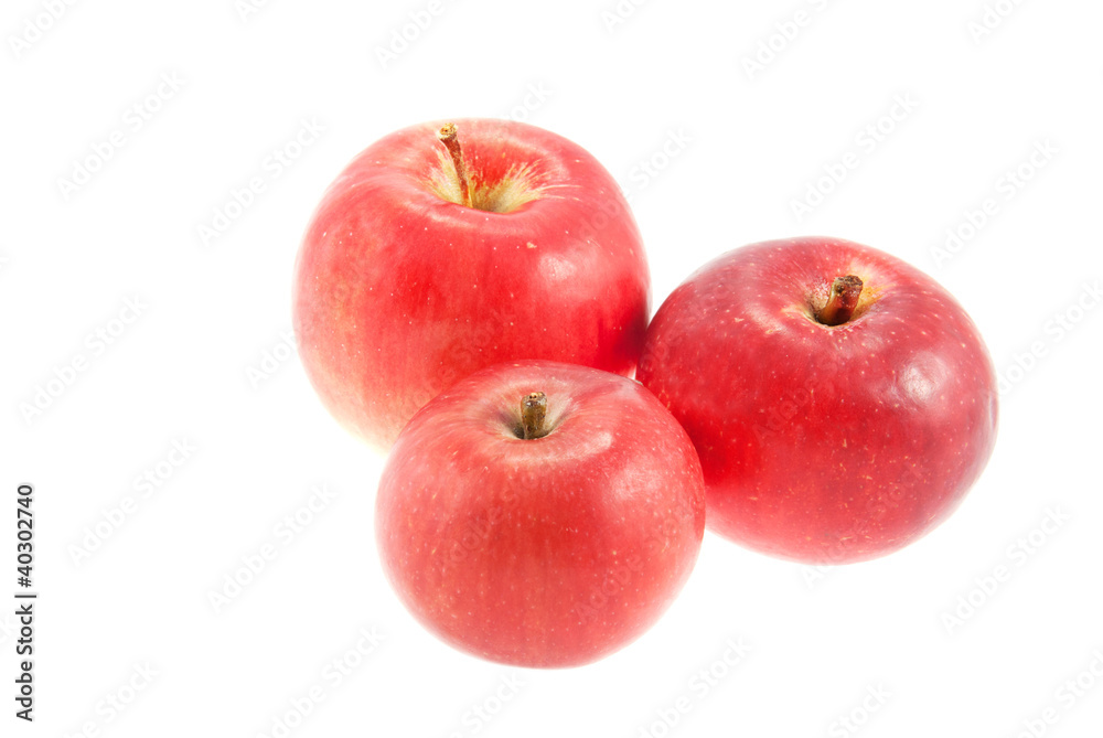 red juicy apples isolated on white background