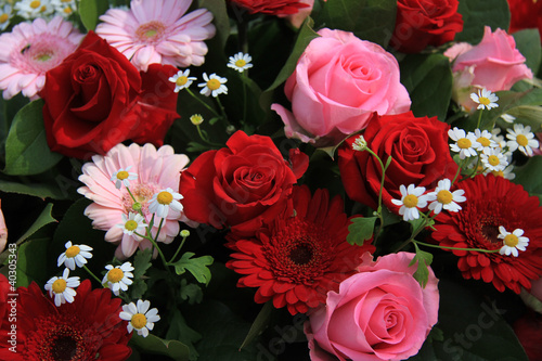 red and pink floral arrangement