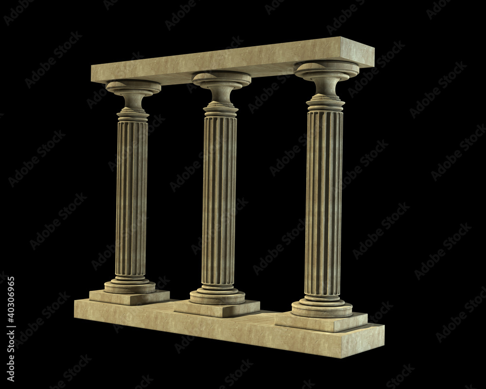 Obraz premium Three ancient columns of marble isolated