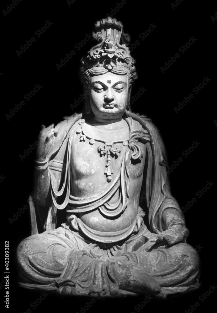 The statue of a sitting Buddha