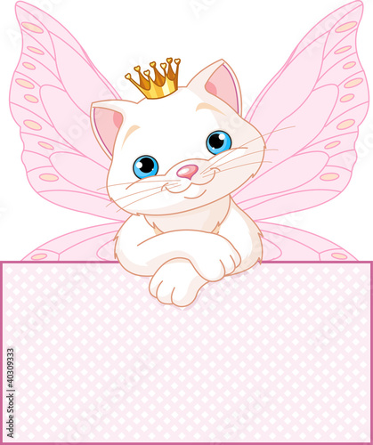 Princess Cat over a blank sign