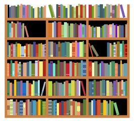 Wandcirkels Bibliotheek Vrijstaande boekenkast met boeken  © Vector Tradition