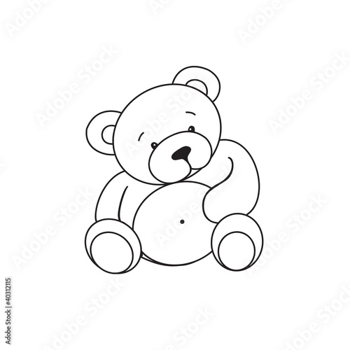 Outlined bear toy vector illustration.Isolated on white