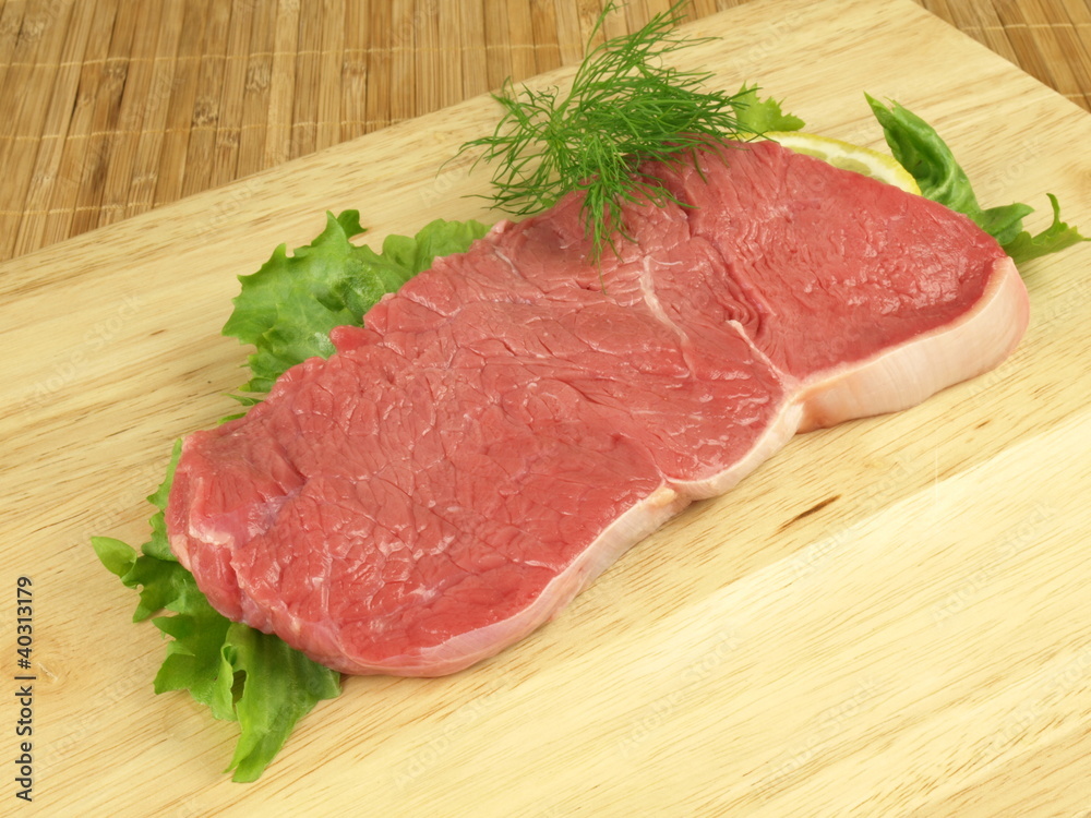 Slice of raw beef