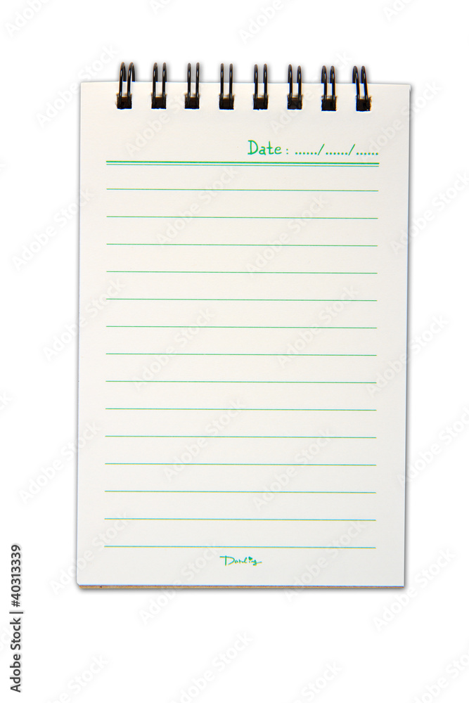 Blank one face white paper notebook vertical Blank one face white paper notebook vertical