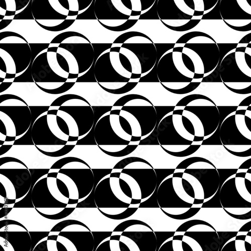 Seamless pattern with circle elements on striped texture.