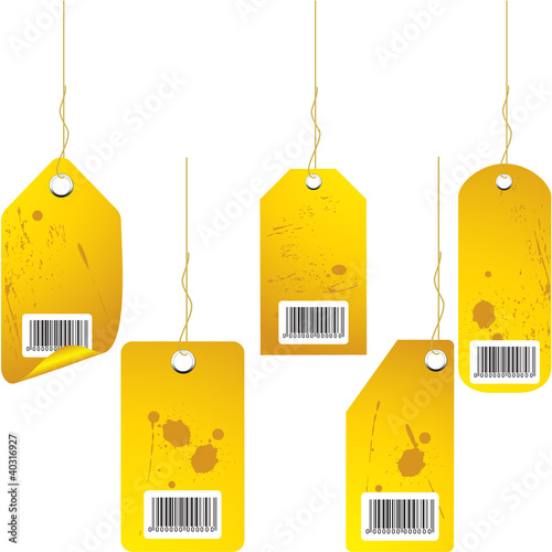 Retro gold price tag set isolated on white
