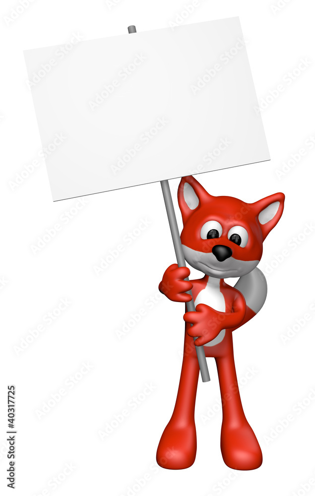 Obraz premium fuchs hält leeres schild