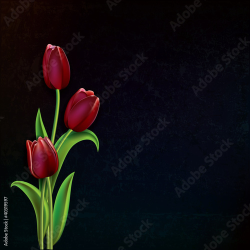 abstract grunge background with tulips