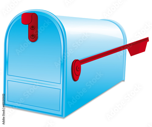 Blue metallic mailbox.