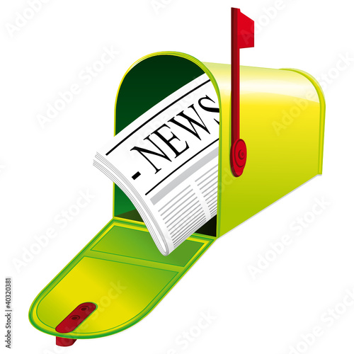 Newspaper in a green mailbox.