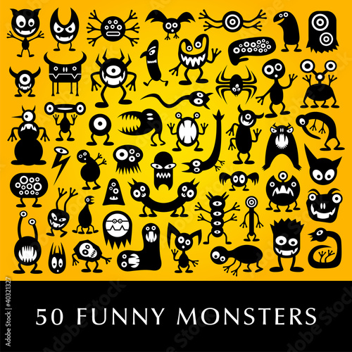 Huge vector set of funny cartoon monsters.